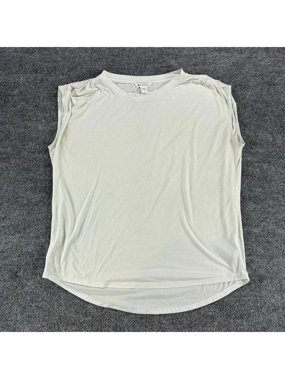 Athleta‎ White Sleeveless Top Size Large - Minimalist, Monochrome, Workout, Gym
